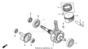 Piston + Rings + Crankshaft Schematic