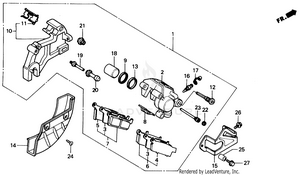 Rear Brake Caliper 90-91 Schematic