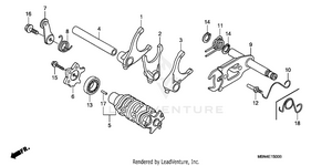 Gear Shift Drum + Gear Shift Fork Schematic