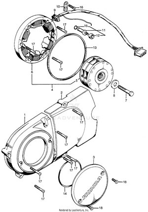 Left Crankcase Cover + Alternator Schematic