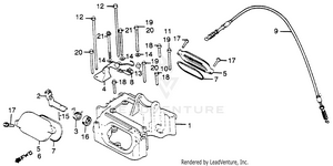 Cylinder Head Cover + Decompression Cable Schematic