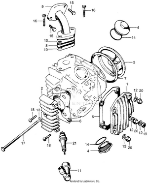 Cylinder Head Cover + Inletpipe + Spark Plug Schematic