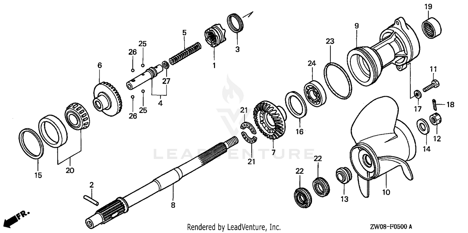 Honda Engines BF75A3 LRTA MARINE ENGINE, JPN, VIN# BBAL-4500001 TO