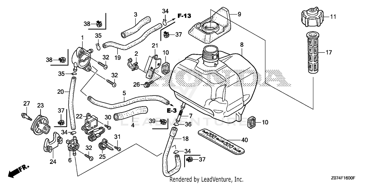 Honda Engines EU2000I AN2 GENERATOR, JPN, VIN# EAAJ-1170001 FUEL TANK (1), image size:1500x750