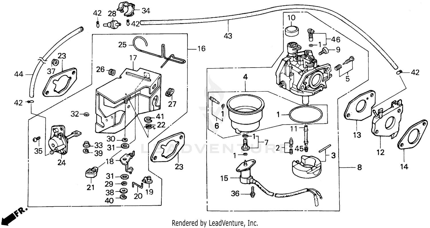Honda Power Equipment EM5000SX A GENERATOR, JPN, VIN# EA7-1000001 TO  EA7-1100000 CARBURETOR, image size:1500x796