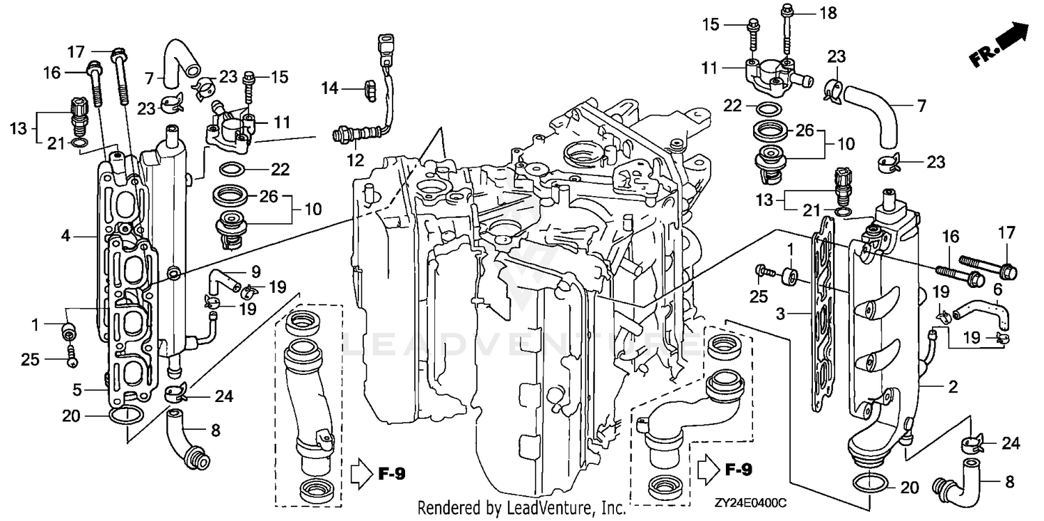 EXHAUST MANIFOLD         @THERMOSTAT