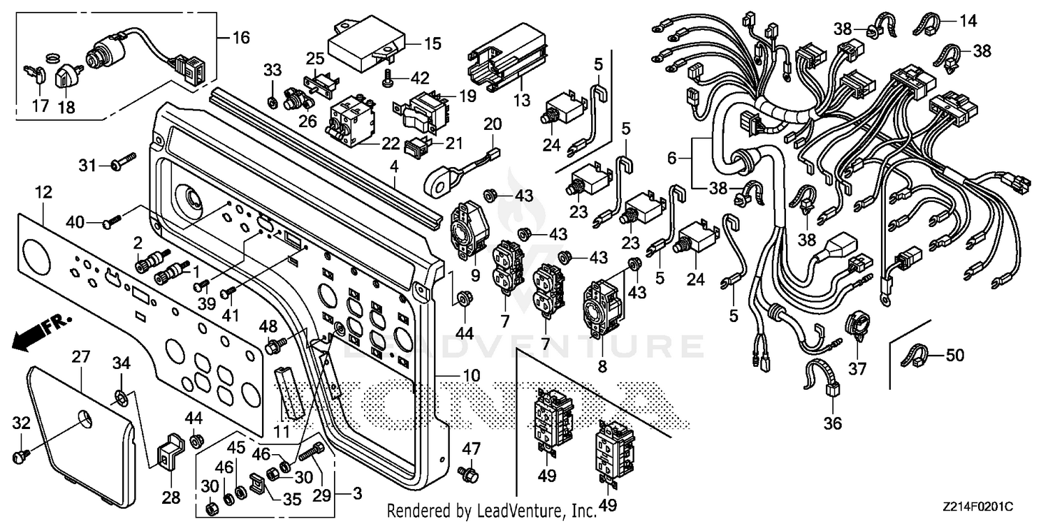 Honda Engines EM6500SXK2 AT GENERATOR, CHN, VIN# EBJC-1000001 TO  EBJC-1499999 CONTROL PANEL (2), image size:1500x750