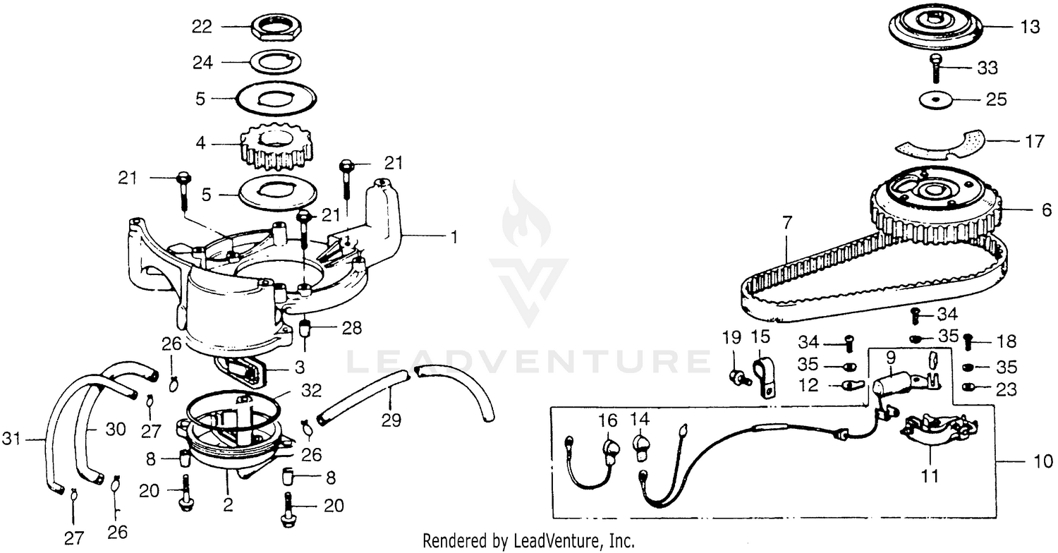 STARTER CASE + CAM PULLEY + POINTS