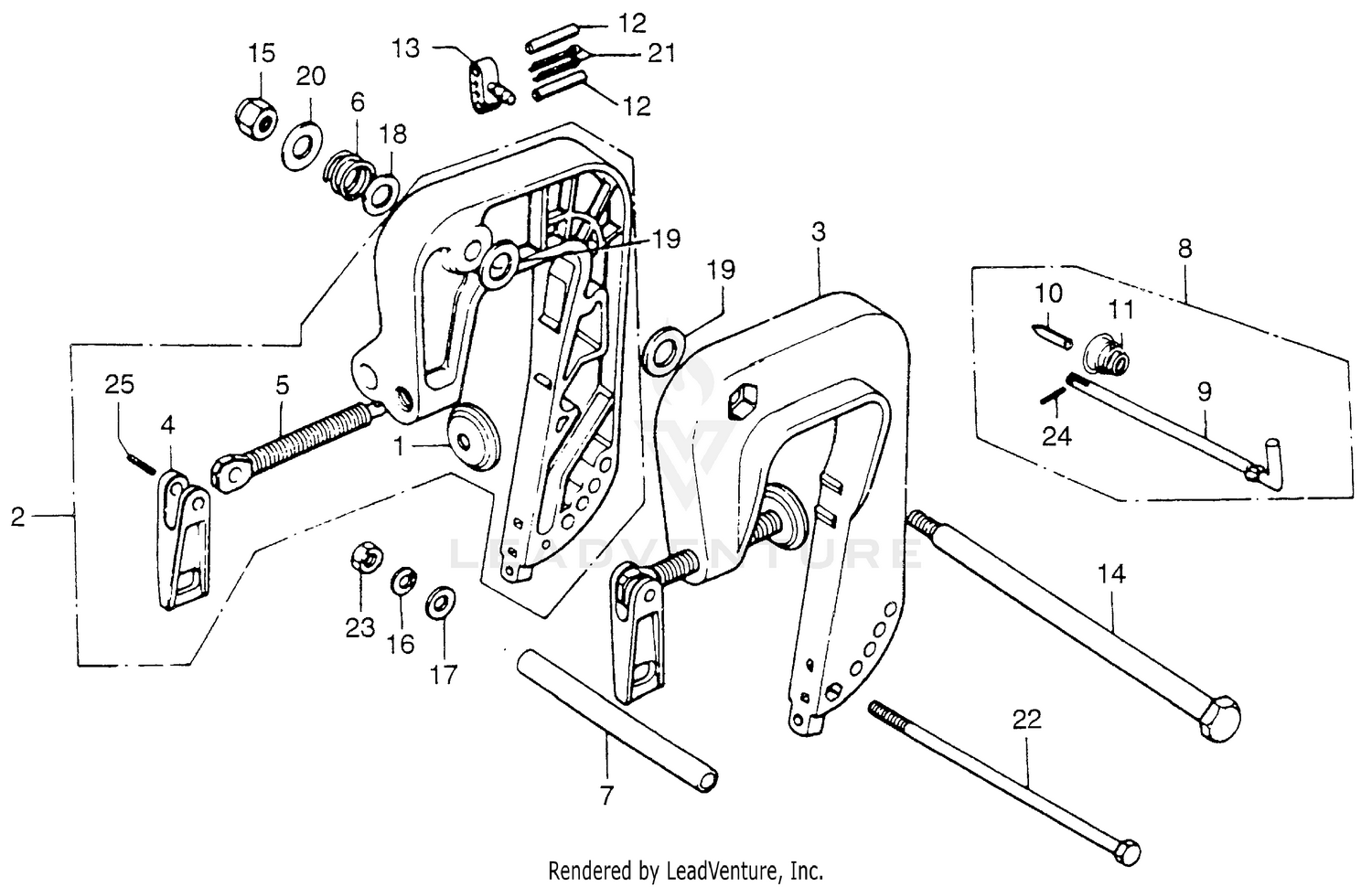 STERN BRACKET + ADJUST ROD
