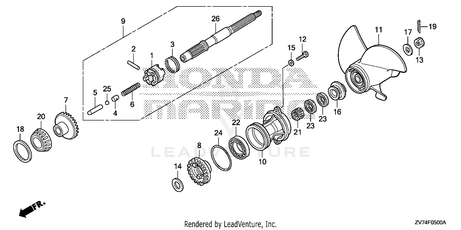 Honda Power Equipment BF30DK0 LRTA MARINE ENGINE, JPN, VIN# BAUJ