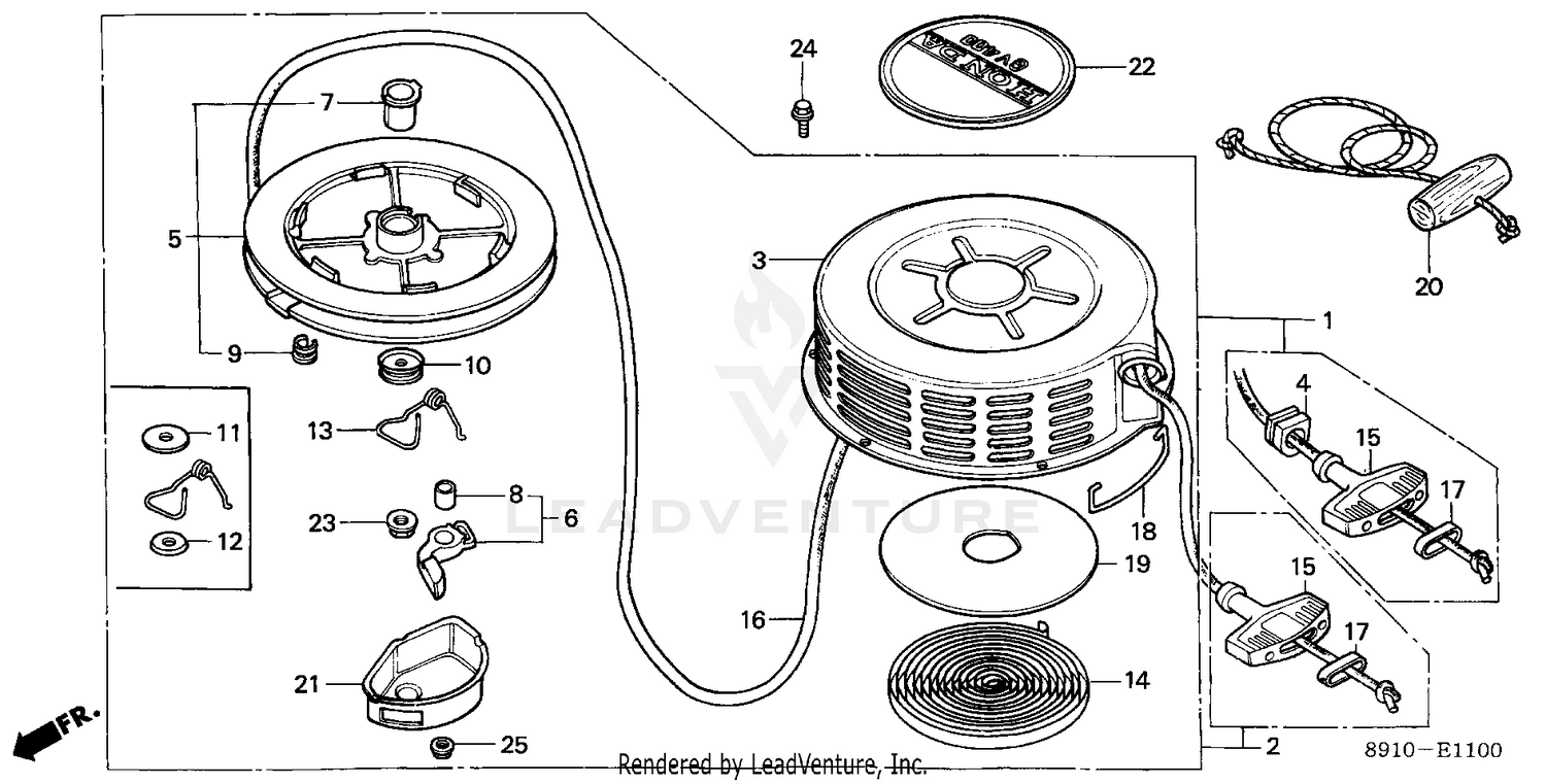 Honda hr215 recoil online starter repair