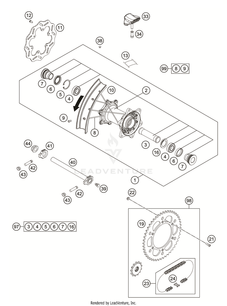 Rear Wheel FC 350 CHASSIS - 2019 Schematic