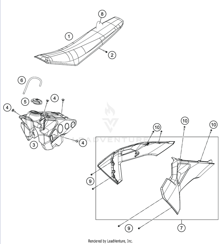 Tank, Seat FC 450 CHASSIS - 2020 Schematic