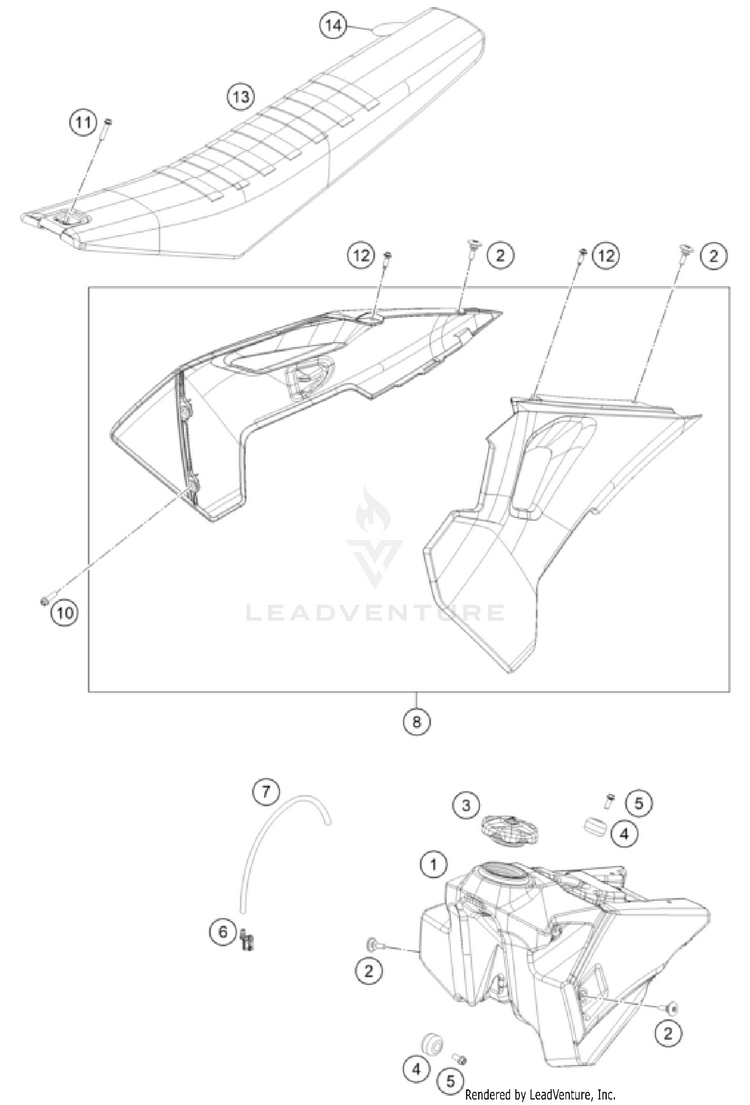 Tank, Seat FS 450 EU CHASSIS - 2023 Schematic