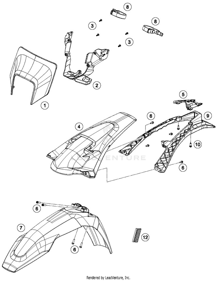 Mask, Fenders TE 250i CHASSIS - 2019 Schematic