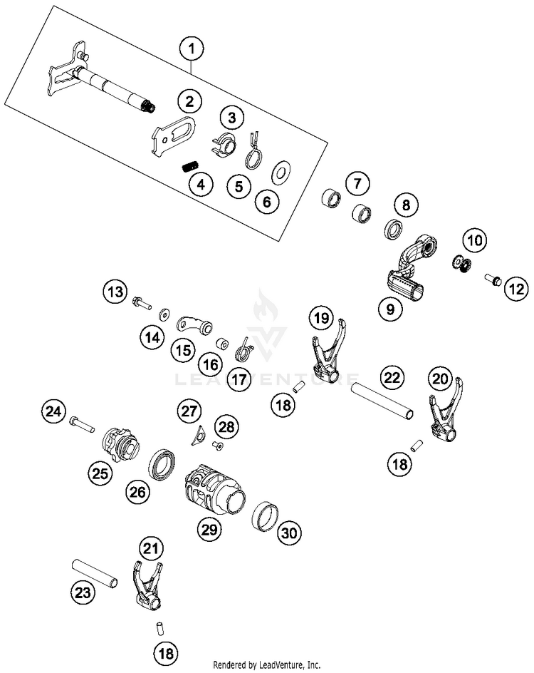 Shifting Mechanism TC 250 ENGINE - 2018 Schematic