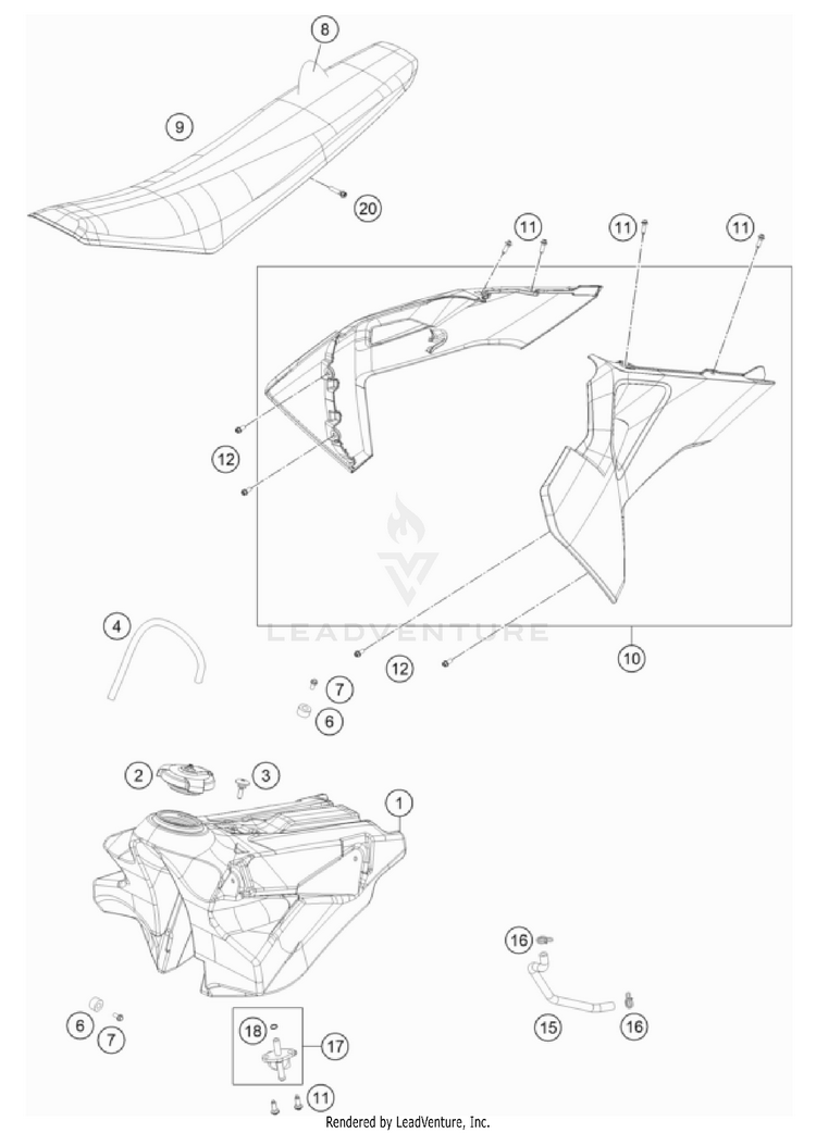Tank, Seat TC 250 CHASSIS - 2022 Schematic
