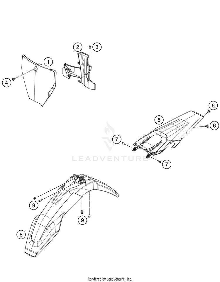 Mask, Fenders TC 125 CHASSIS - 2021 Schematic