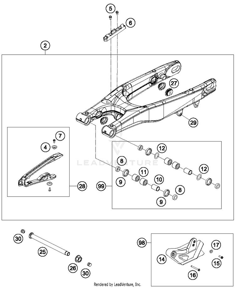 Swing Arm TC 125 CHASSIS - 2014 Schematic