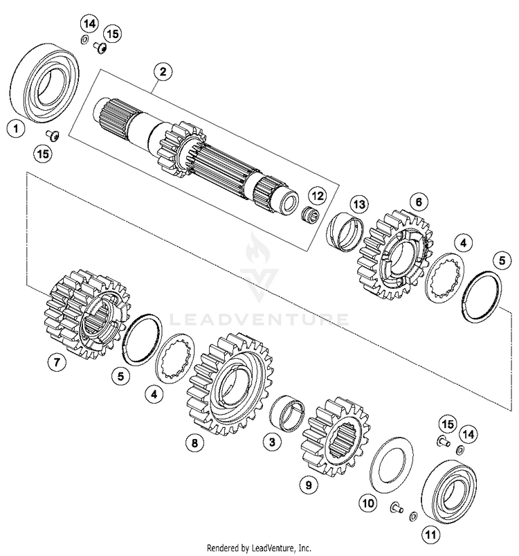 Transmission I - Main Shaft 701 ENDURO ENGINE - 2016 Schematic