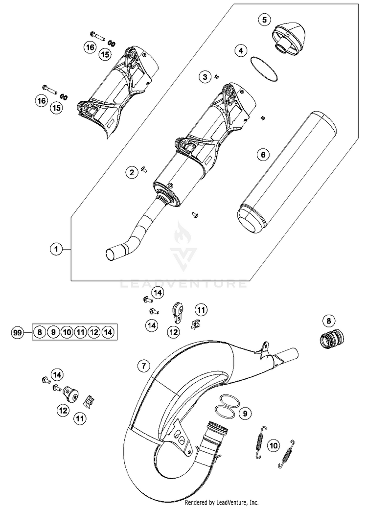Exhaust System TC 125 CHASSIS - 2016 Schematic