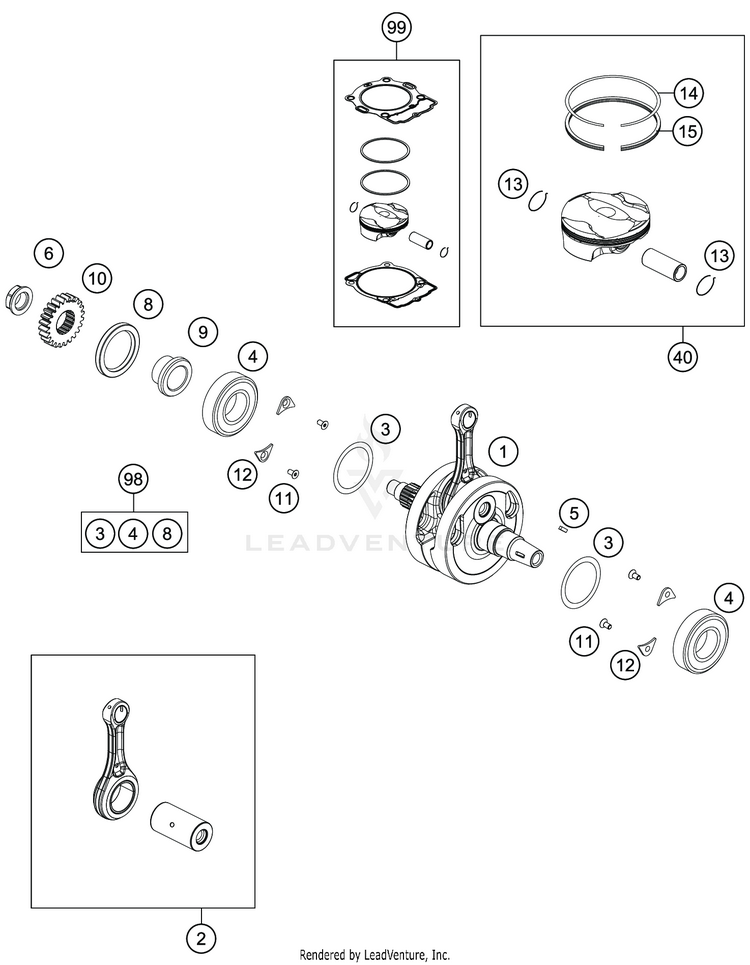 Crankshaft, Piston FE 350s ENGINE - 2020 Schematic