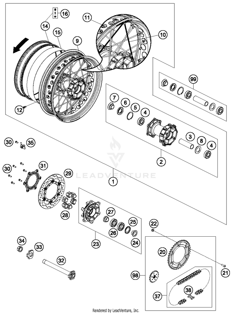 Rear Wheel 701 SUPERMOTO CHASSIS - 2018 Schematic