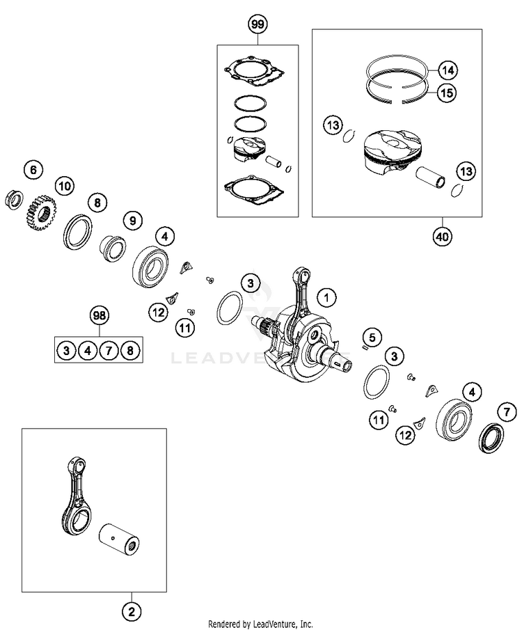 Crankshaft Piston FC 350 ENGINE - 2016 Schematic
