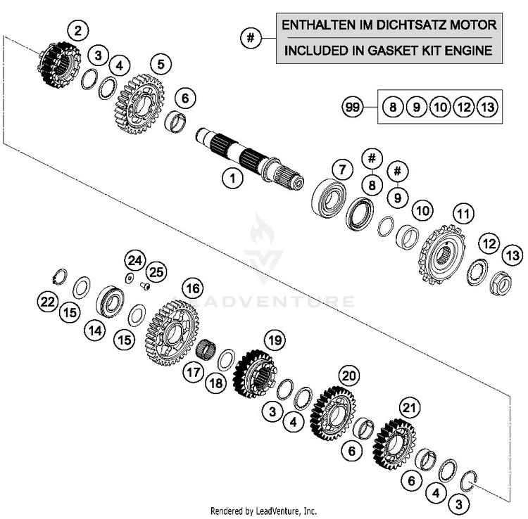 Transmission Ii - Countershaft 701 SUPERMOTO ENGINE - 2018 Schematic