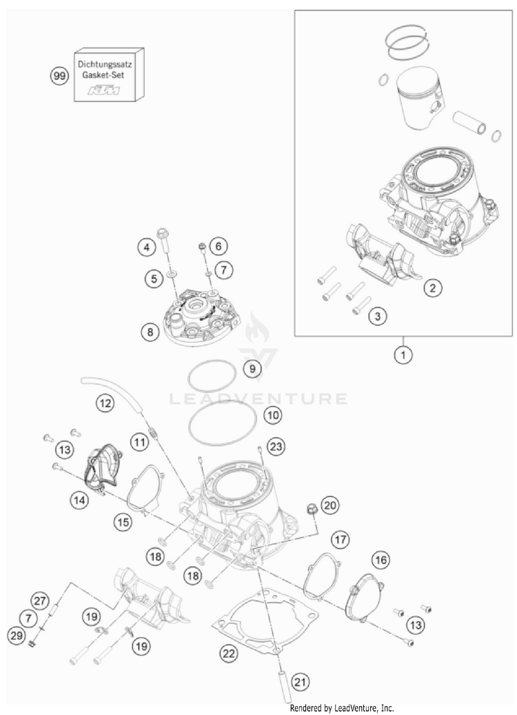 Cylinder, Cylinder Head TC 250 Engine - 2022 Schematic
