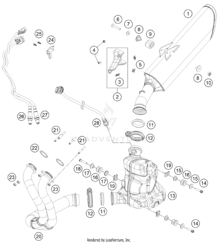 Exhaust System SVARTPILEN 801 CHASSIS - 2024 Schematic