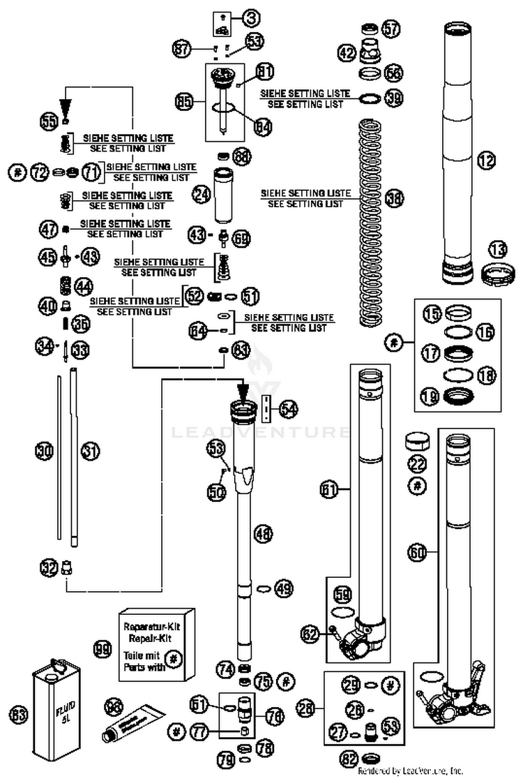 Front Fork Disassembled TC 125 CHASSIS - 2014 Schematic