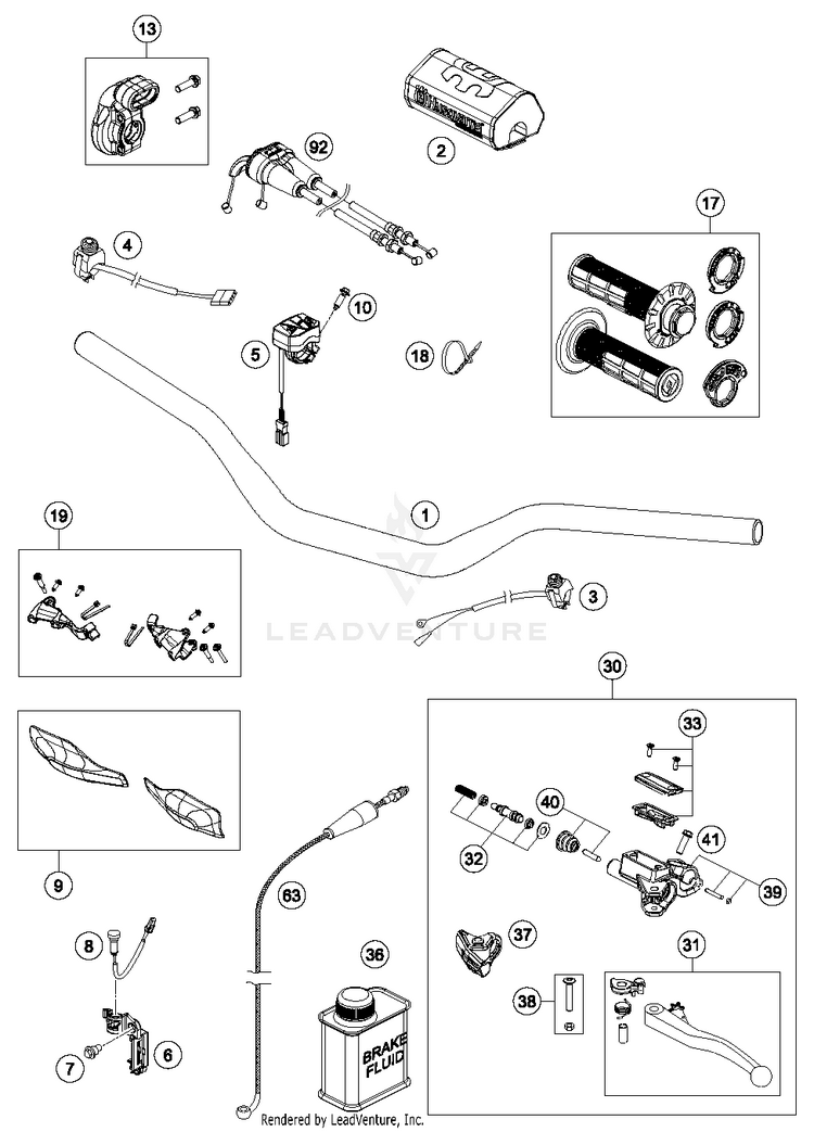 Handlebar, Controls FC 450 CHASSIS - 2018 Schematic