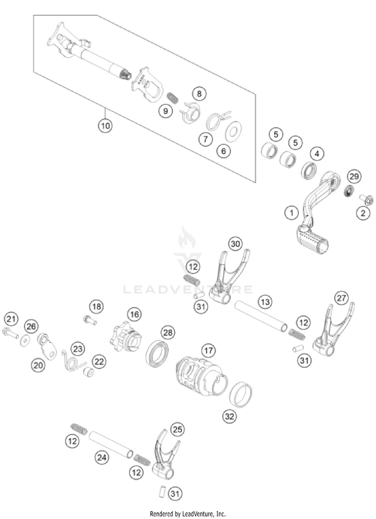 Shifting Mechanism TC 250 ENGINE - 2025 Schematic