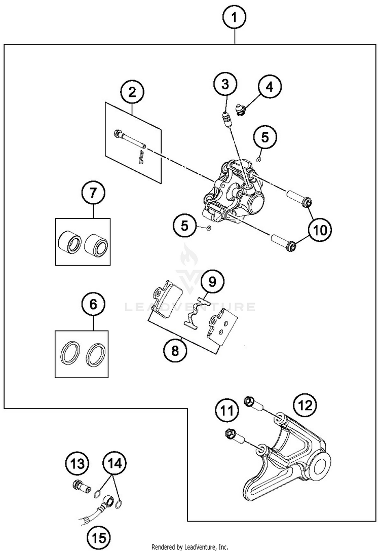 Rear Brake Caliper TC 85 19/16 CHASSIS - 2019 Schematic