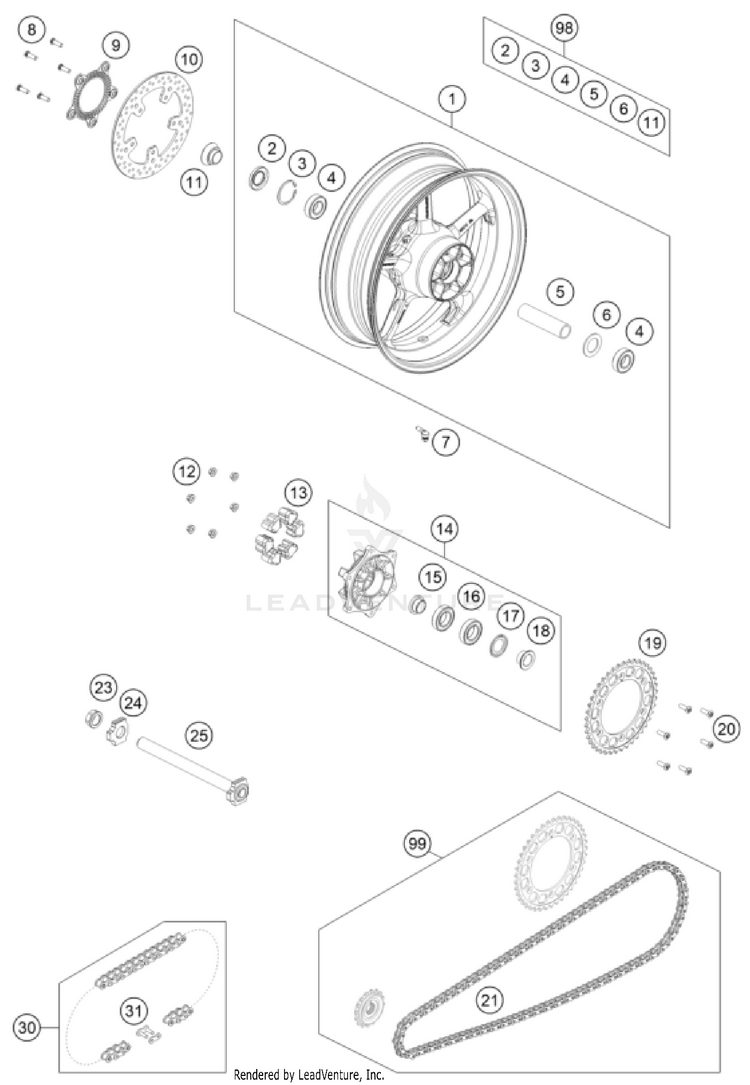 Rear Wheel VITPILEN 801 - col.1 CHASSIS - 2025 Schematic