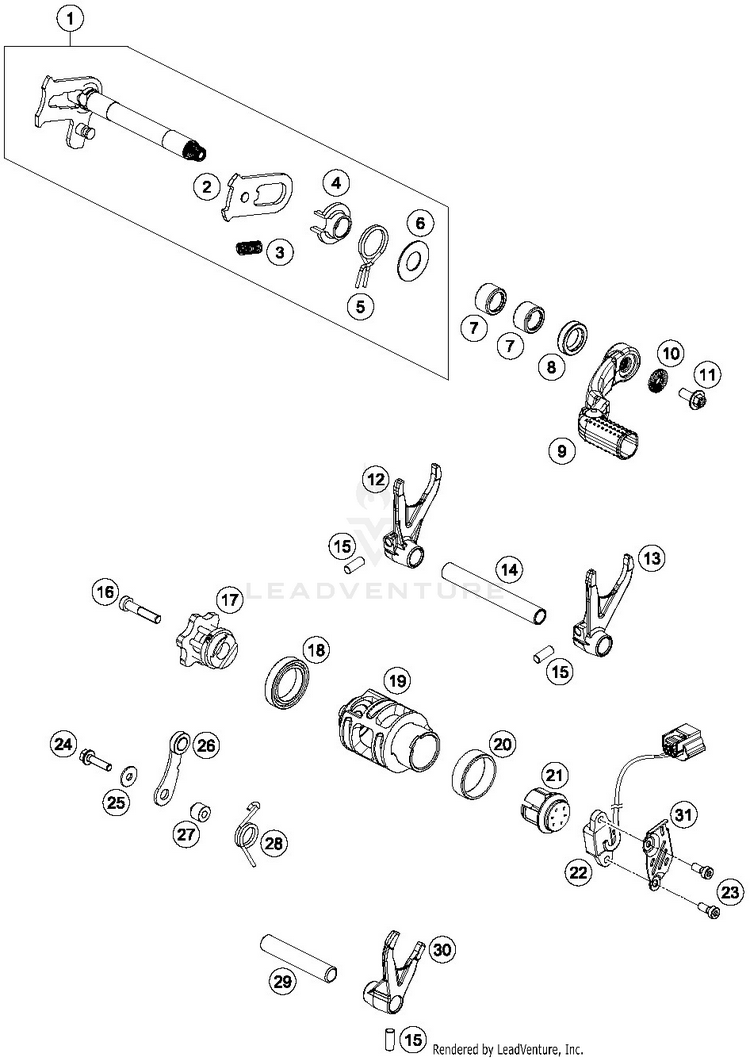 Shiftingmechanism FC 250 ENGINE - 2019 Schematic