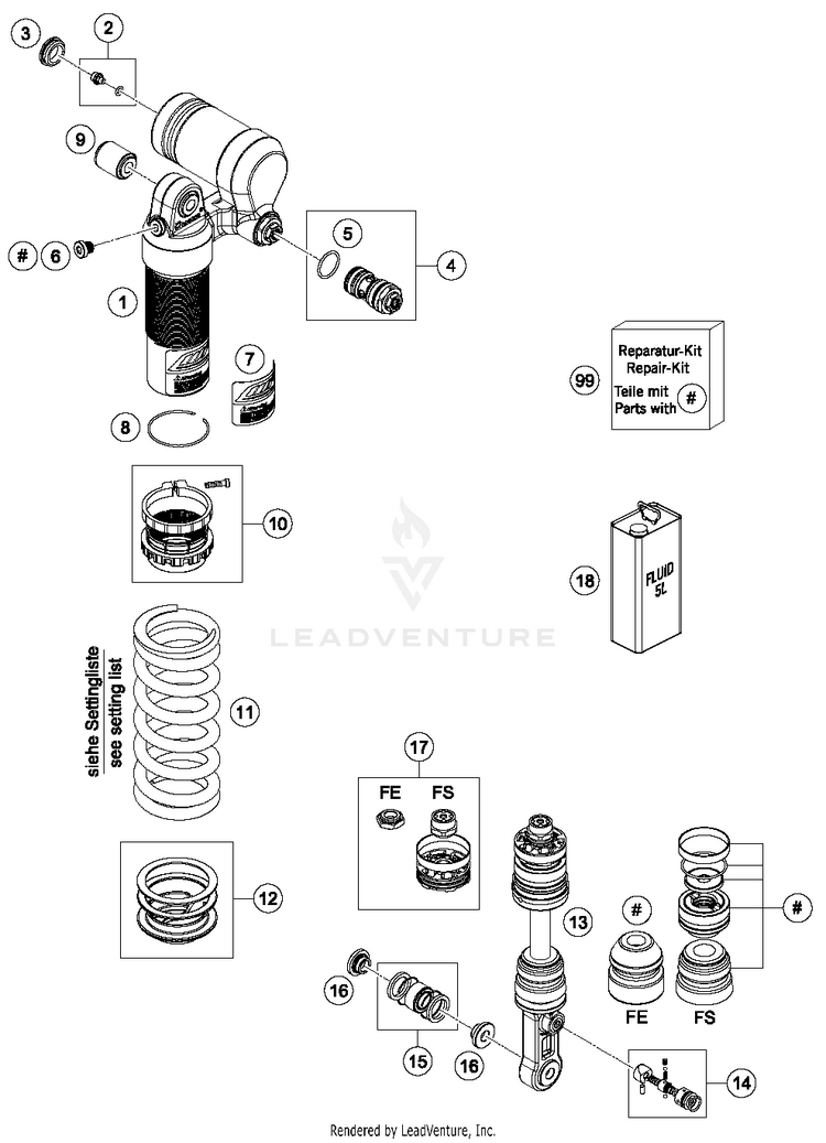 Shock Absorber Disassembled 701 SUPERMOTO CHASSIS - 2016 Schematic