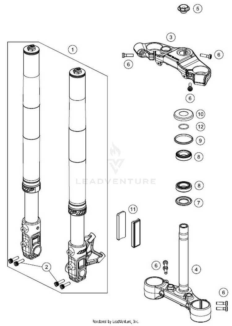 Front Fork, Triple Clamp 701 VITPILEN CHASSIS - 2018 Schematic