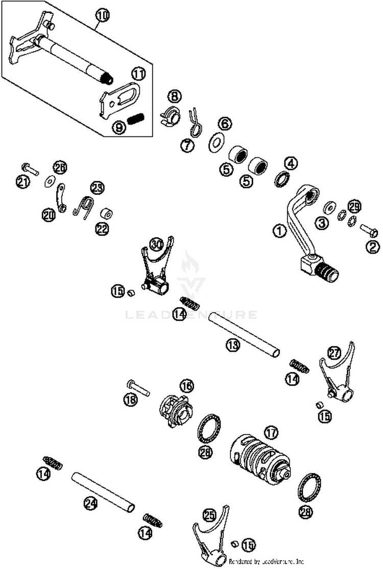 Shifting Mechanism FC 450 ENGINE - 2014 Schematic