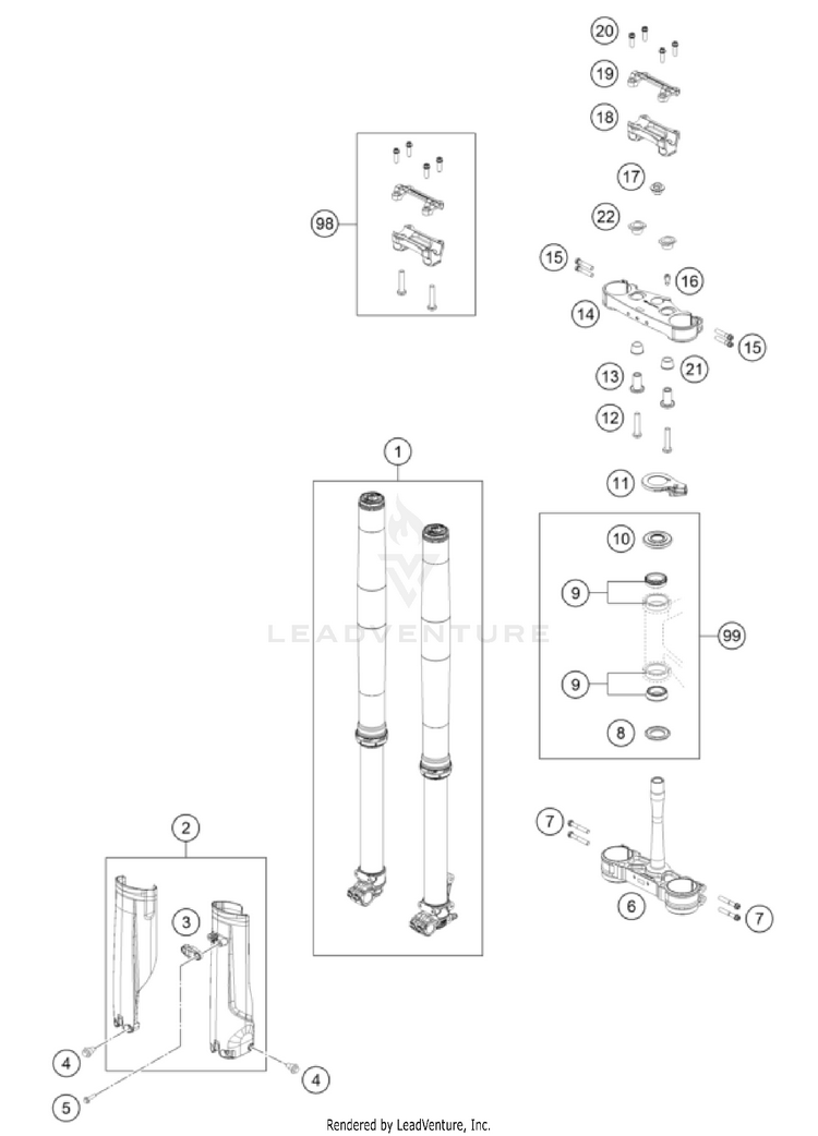 Front Fork, Triple Clamp Schematic