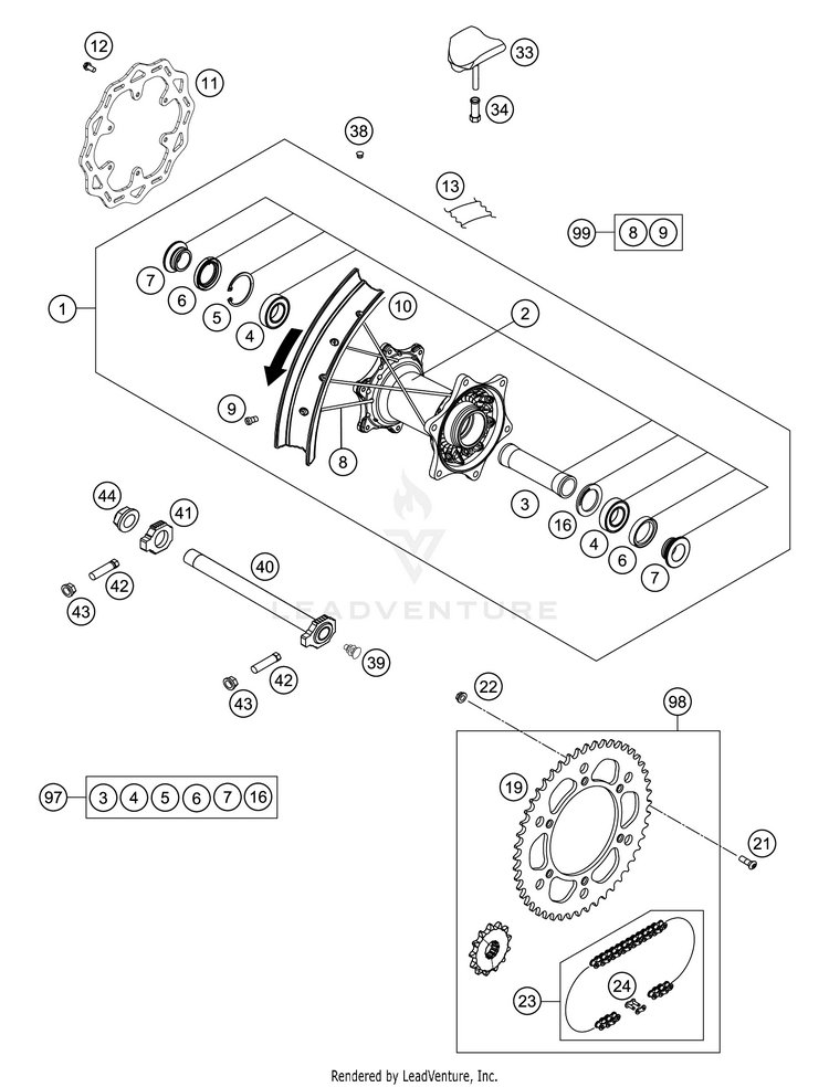 Rear Wheel FE 350 CHASSIS - 2021 Schematic