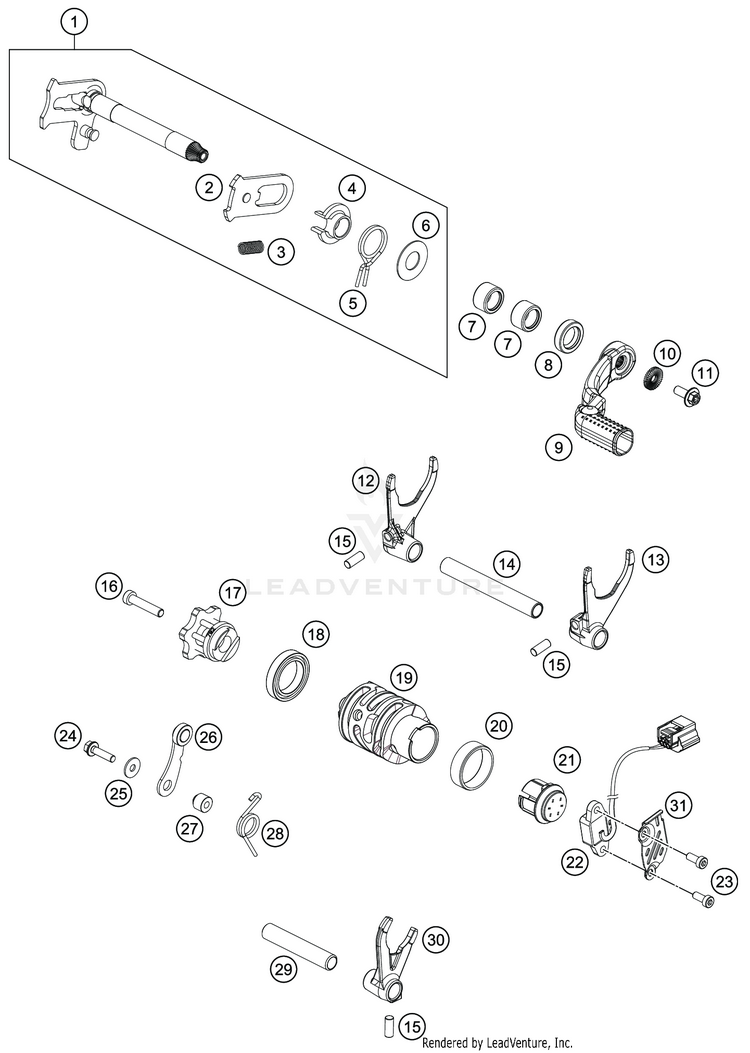 Shifting Mechanism FE 350 ENGINE - 2020 Schematic