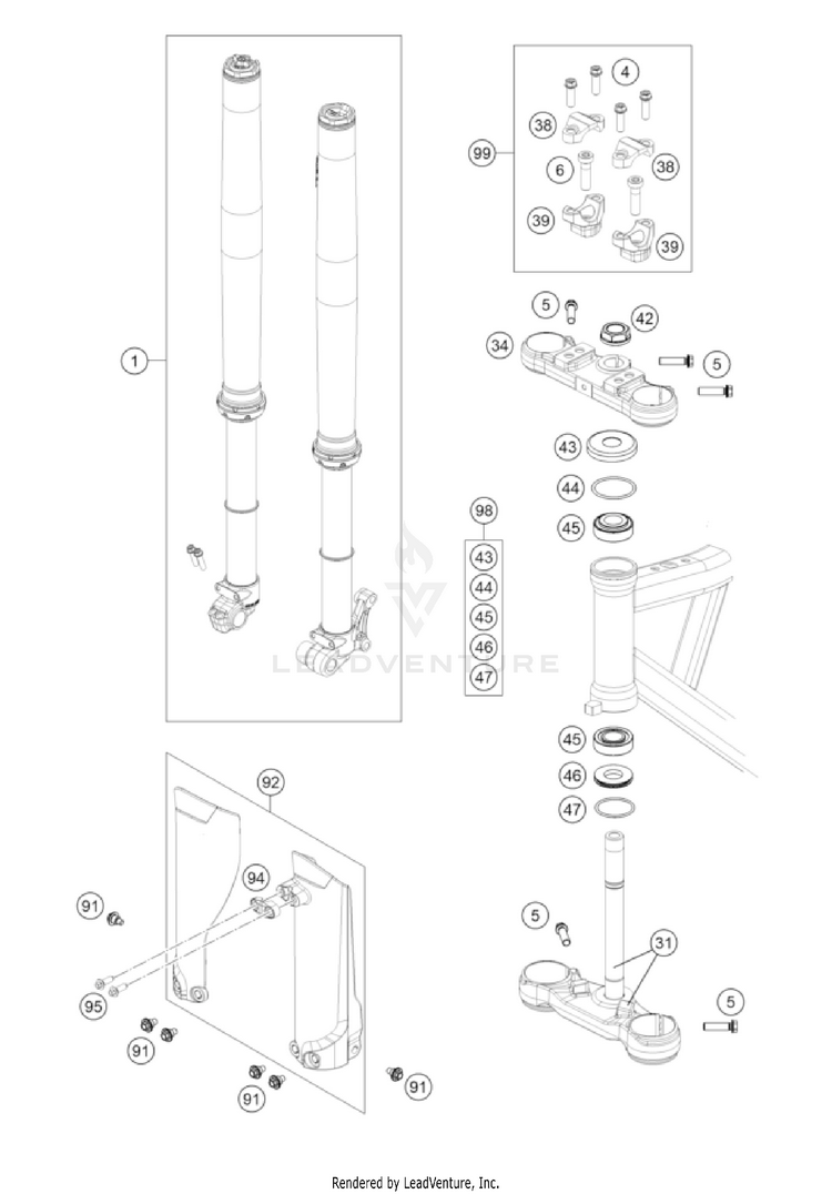 Front Fork, Triple Clamp Schematic