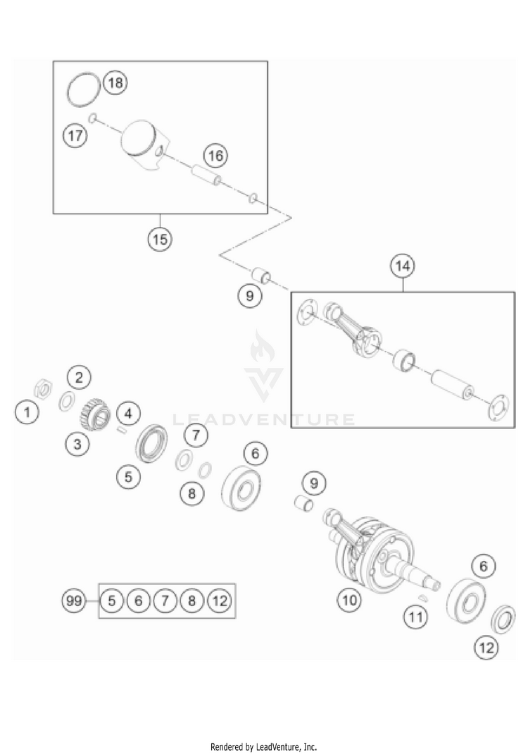 Crankshaft, Piston TC 65 Engine - 2023 Schematic