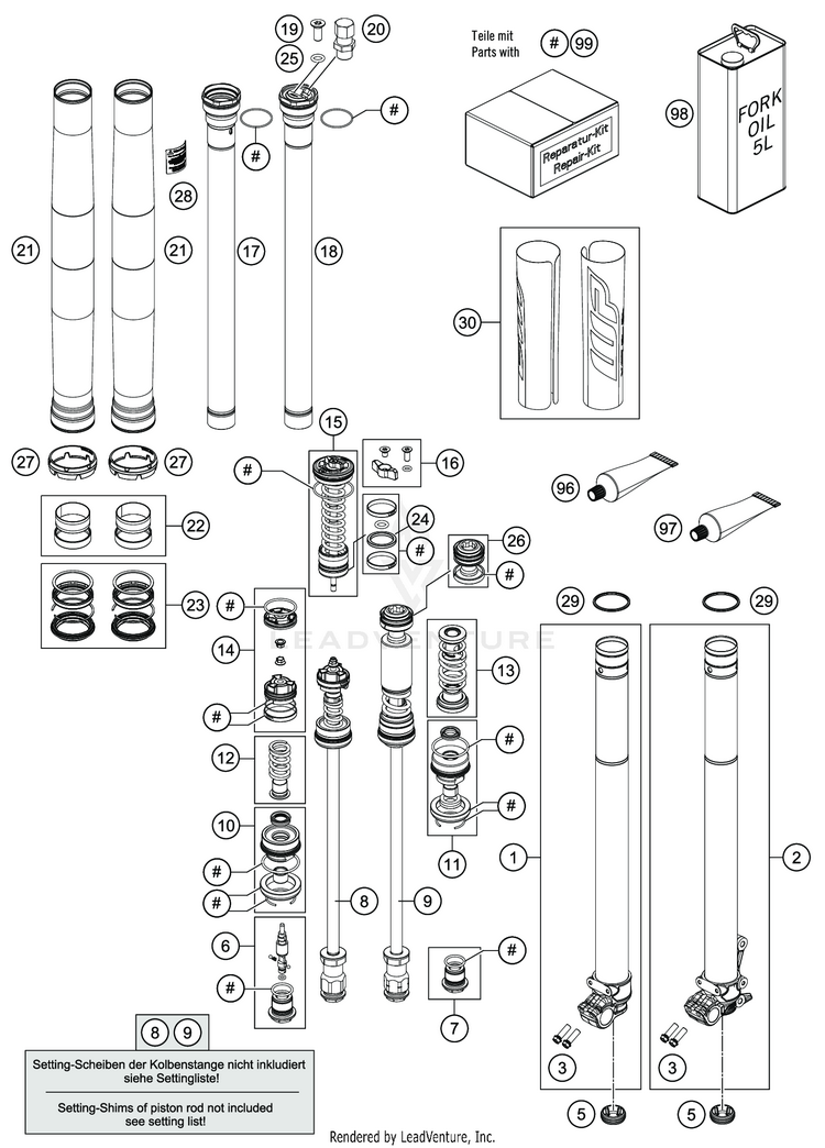 Front Fork Disassembled TC 250 CHASSIS - 2020 Schematic