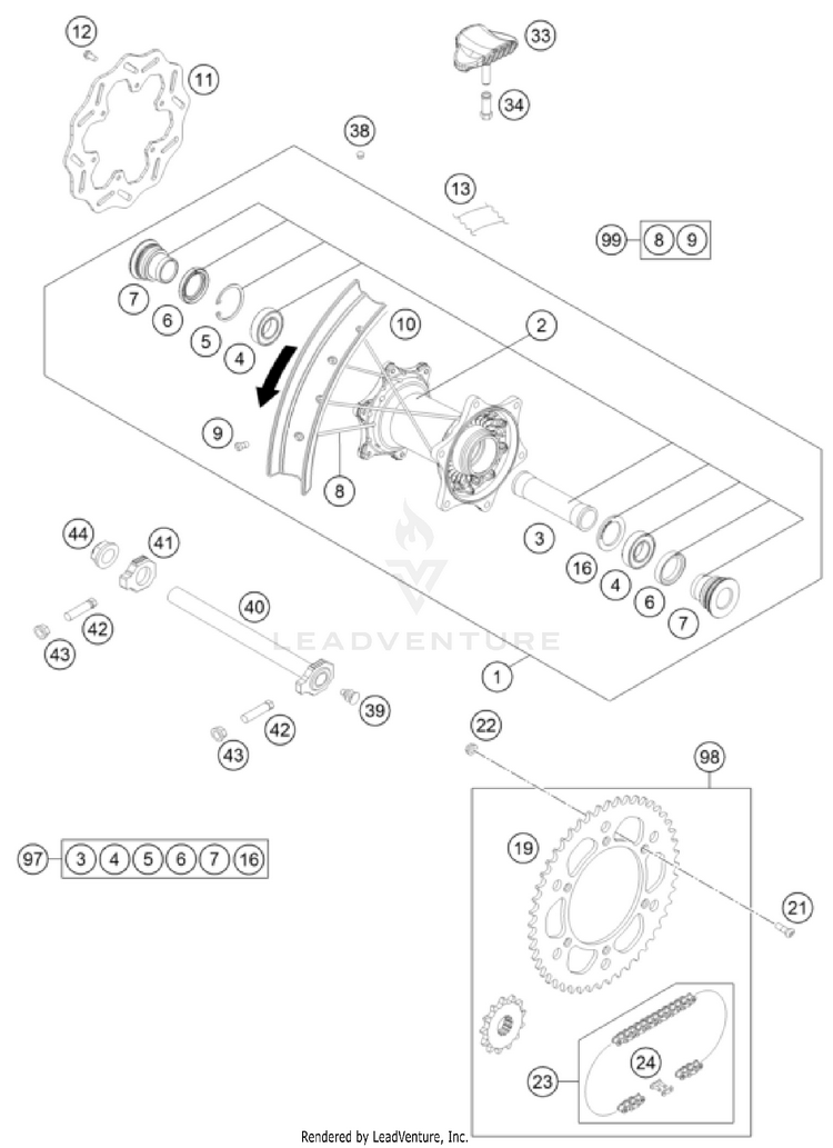 Rear Wheel FC 250 CHASSIS - 2022 Schematic