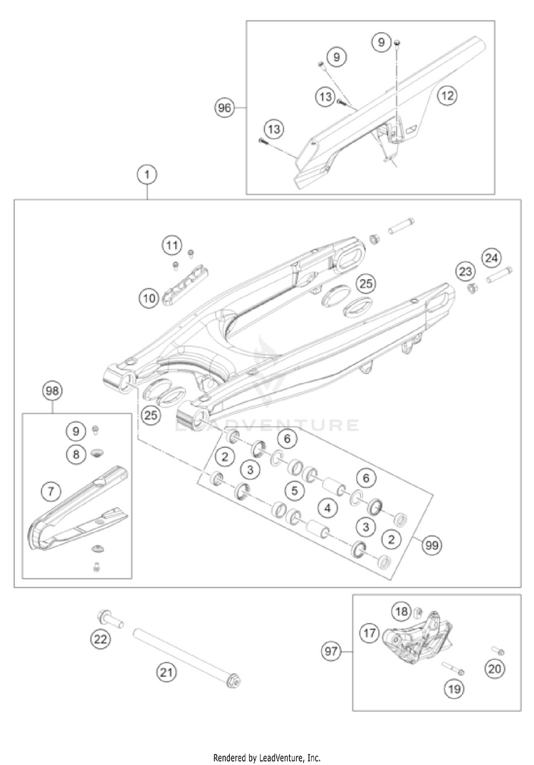Swing Arm 701 ENDURO US CHASSIS - 2022 Schematic