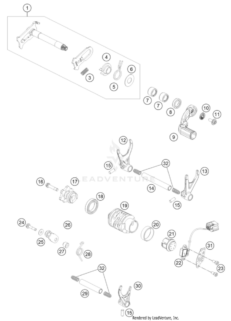 Shifting Mechanism FX 350 ENGINE - 2024 Schematic
