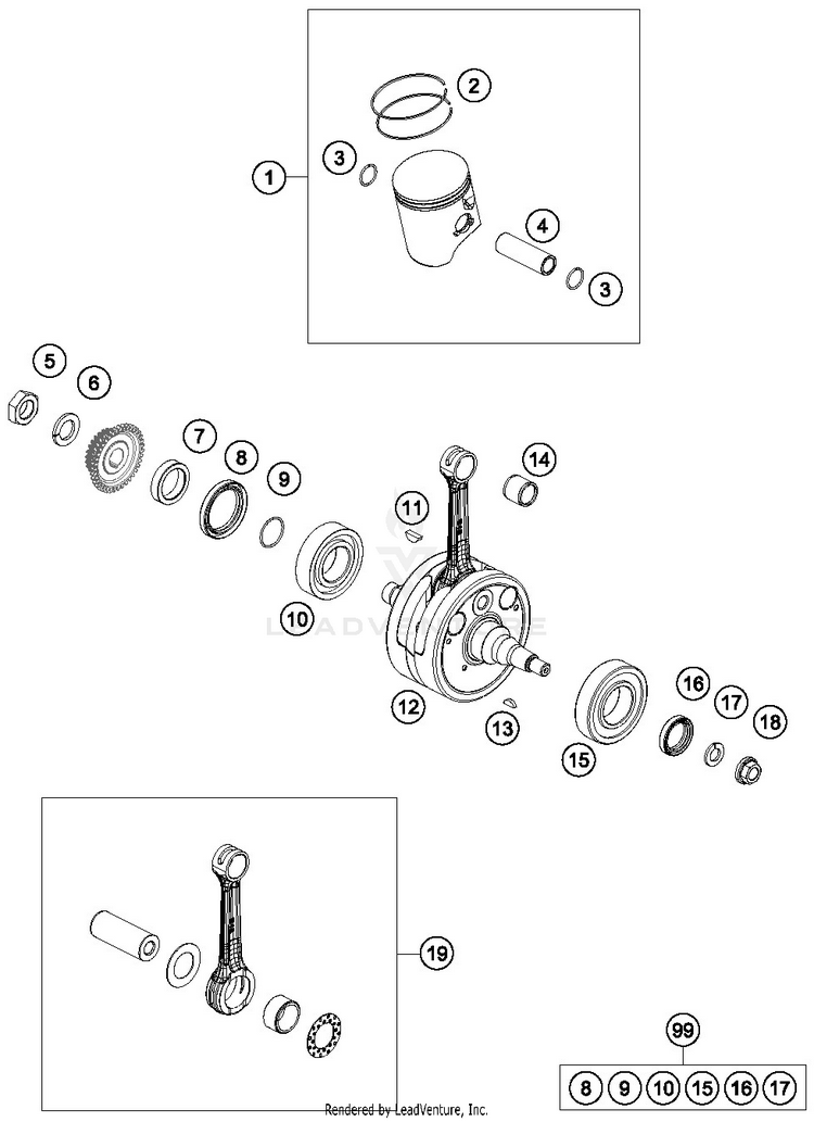 Crankshaft, Piston TX 300 ENGINE - 2019 Schematic